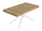 Niket extendable table 90x160/420 cm, natural oak finish, white legs