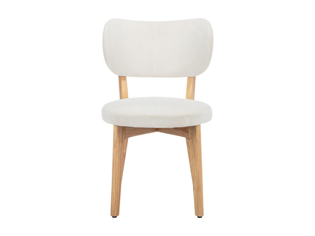 Set of 2 corduroy and rubberwood chairs - White - Meublori
