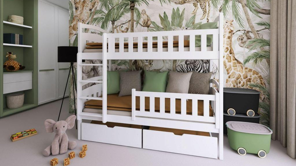 Meublori BB014 Bunk Beds 80x190 cm White
