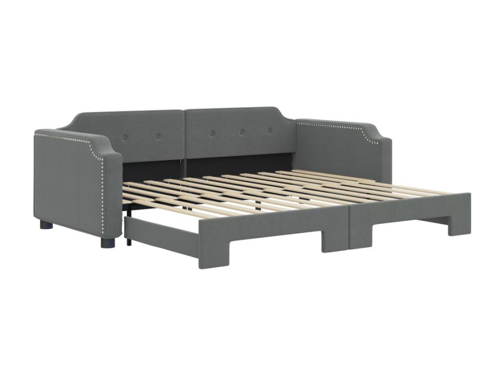 Daybed with pull-out bed, dark grey, 90x200 cm (mattress not included)