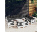 13-piece garden furniture set with cushions, white, solid pine wood