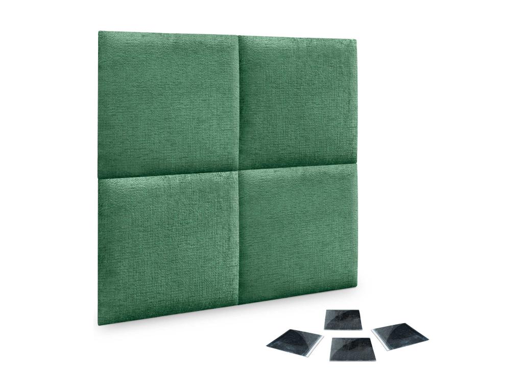 Meublori Set of 4 Self-Adhesive Acoustic Wall Panels in Eco-Friendly Wool, Shock-Absorbing Protection, Green, 50x50 cm x4