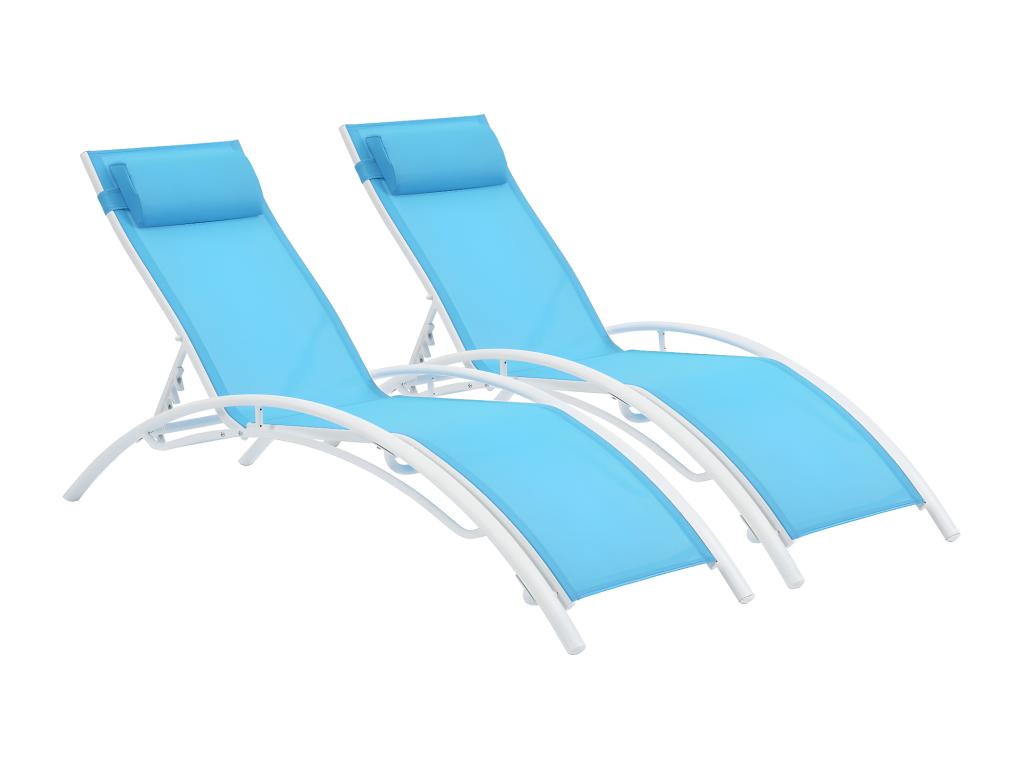 Beauty Aluminum Sun Lounger - Meublori - Blue - Set of 2