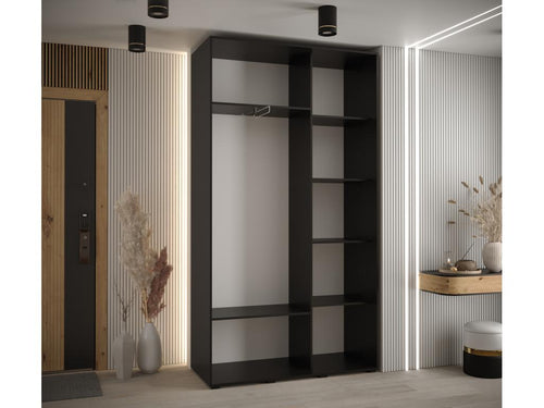 Laviecasa 4-Door Sliding Wardrobe 235.2/140/45 2 Doors Black/Black/Gold DJNY85030
