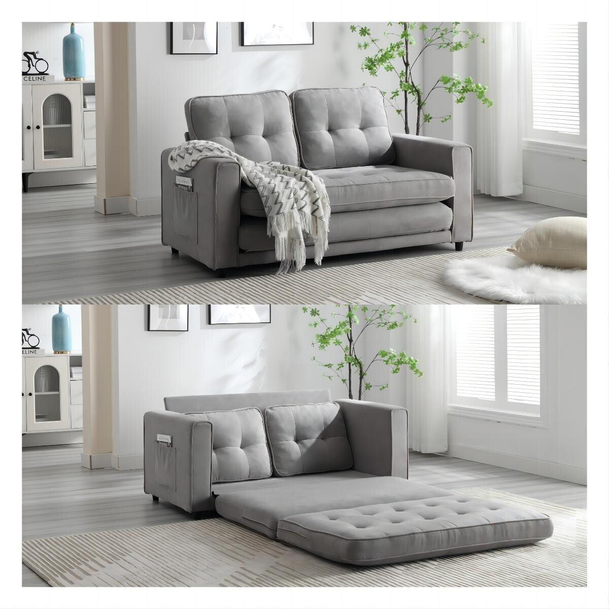 3 Fold Convertible Futon Couch Sleeper Sofa Bed