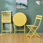 3-Piece Minimalist Patio Bistro Set of Foldable Round Table & Chairs - 3-Piece-Patio-Bistro-Set