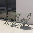 3-Piece Minimalist Patio Bistro Set of Foldable Round Table & Chairs - 3-Piece-Patio-Bistro-Set