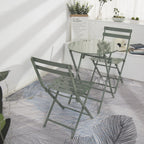 3-Piece Minimalist Patio Bistro Set of Foldable Round Table & Chairs - 3-Piece-Patio-Bistro-Set