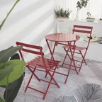 3-Piece Minimalist Patio Bistro Set of Foldable Round Table & Chairs - 3-Piece-Patio-Bistro-Set