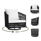 3-Piece Outdoor Swivel Lounge Chair Set Barrel Chairs for Backyard