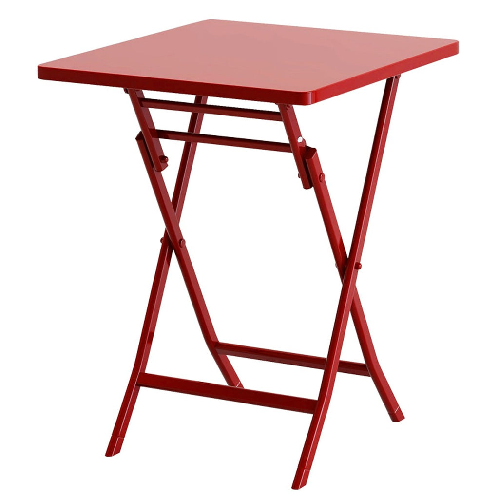 3 Piece Patio Minimalist Bistro Set Foldable Square Table & Chairs - 3-Piece