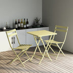 3 Piece Patio Minimalist Bistro Set Foldable Square Table & Chairs - 3-Piece