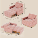 3-in-1 Adjustable Sleeper Sofa Bed, Pull Out Chair Sofa, Convertible Folding Bed for Living Room
