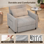 3-in-1 Pull-Out Sofa Bed Sleeper Chair , Convertible Adjustable Foldable Upholstered Lounge Couch