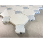 Thassos White with Blue Celeste Flower Pattern Marble Mosaic Tiles - Case (10 Sheets)