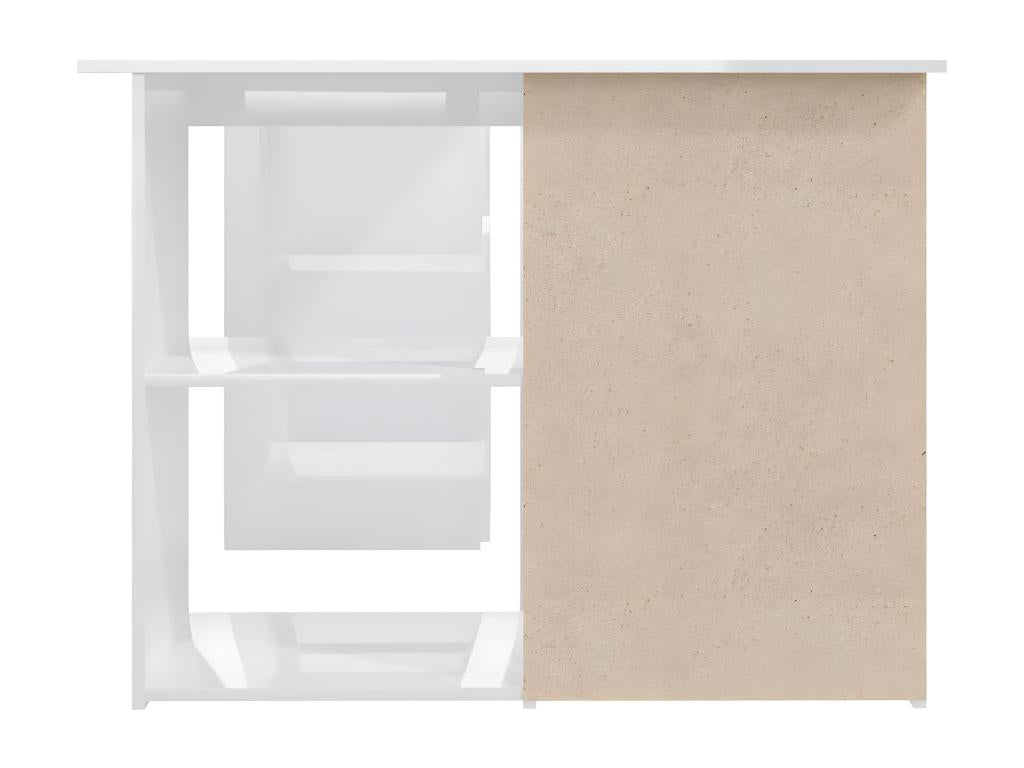 Glossy white corner desk 145x100x76 cm Chipboard