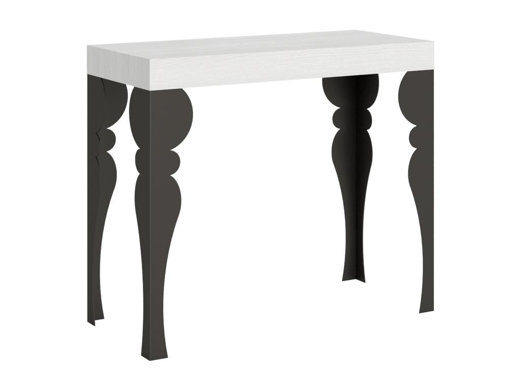 Paxon Premium Extendable Console Table 90x40/300 cm White Ash with Anthracite Frame