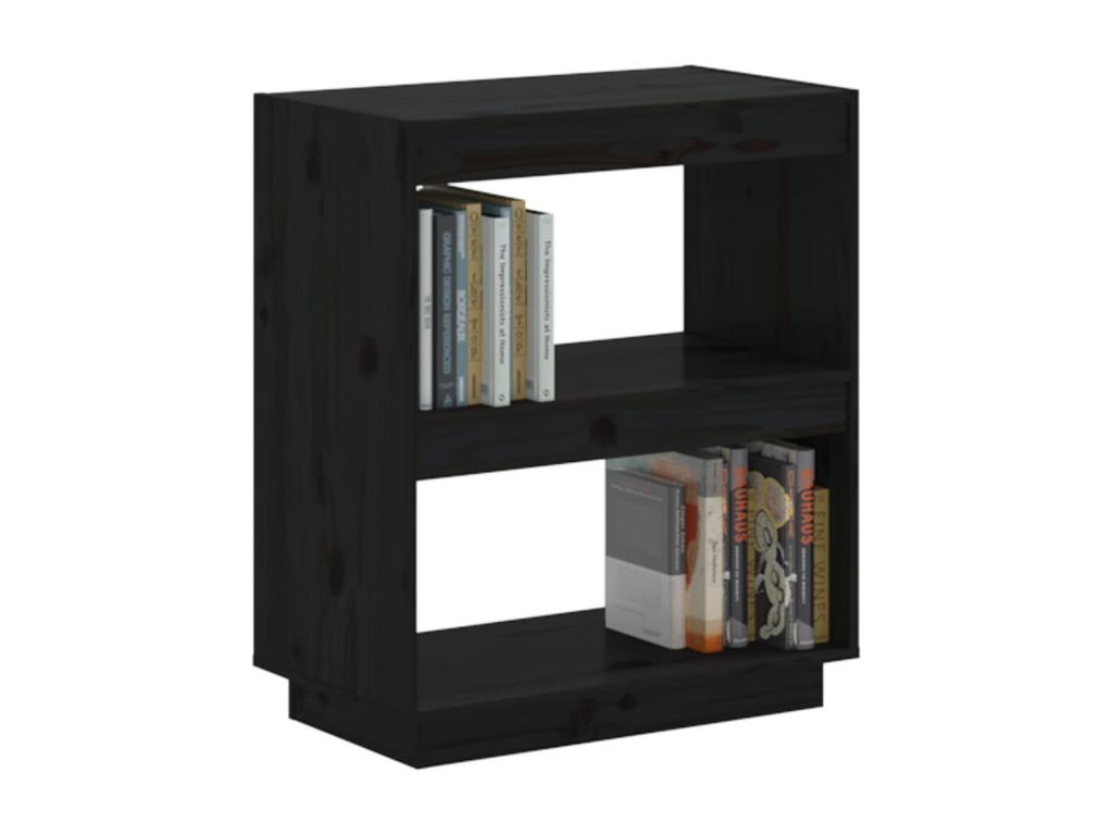 Black bookcase 60x35x71 cm Solid pine wood XGKS84533