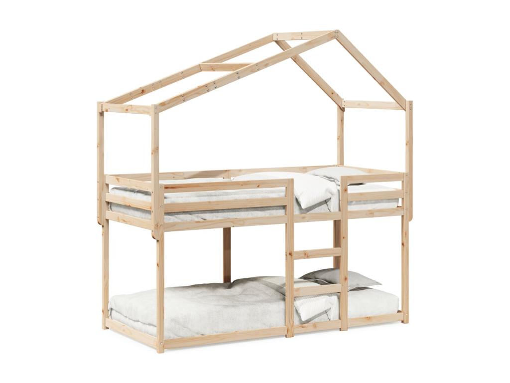 Bunk bed with roof, 90x190 cm, solid pine wood