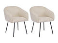Set of 2 chairs with armrests in textured fabric and black metal - Cream - Meublori