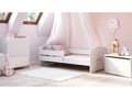 Meublori - 160x80 single bed with graphic design for children, complete with guardrail, mattress and frame