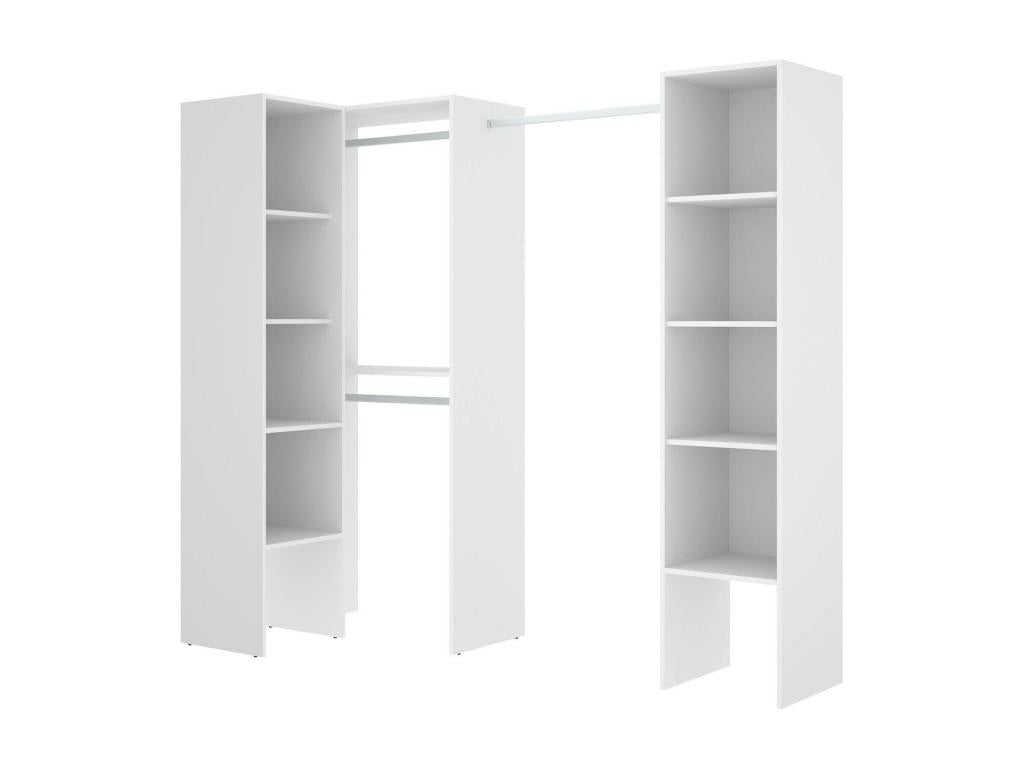 Meublori Corner Wardrobe Structure, Open Corner Hanger, 226x79x186 cm, White