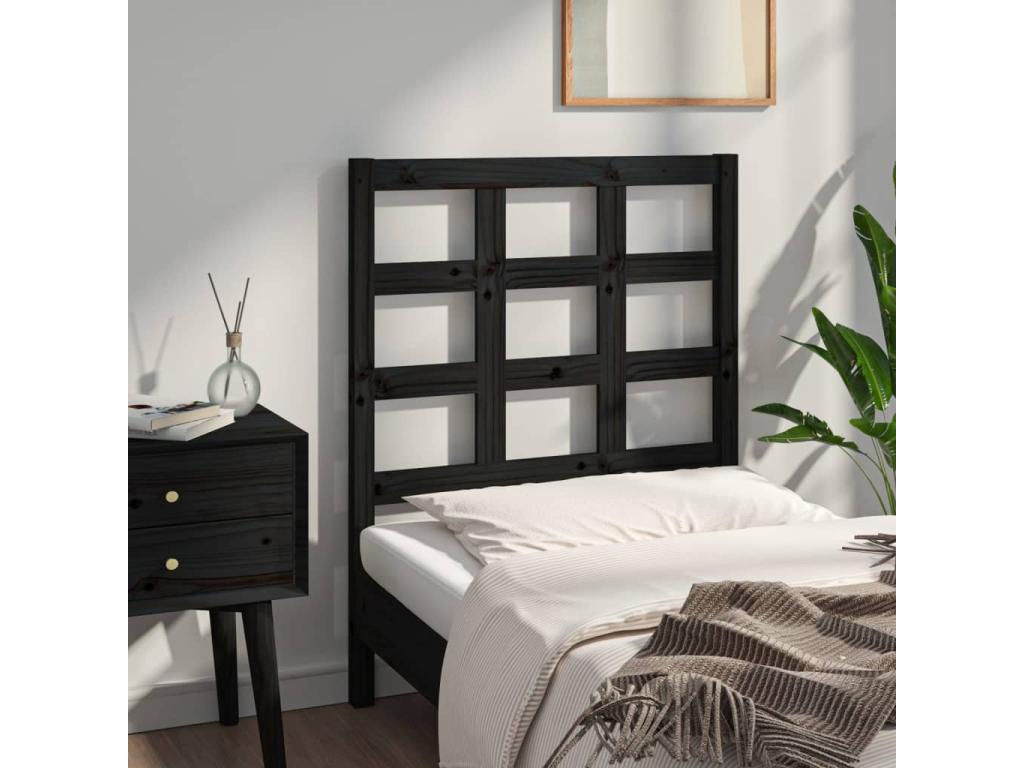 Black Headboard 80.5x4x100 cm Solid Pine Wood