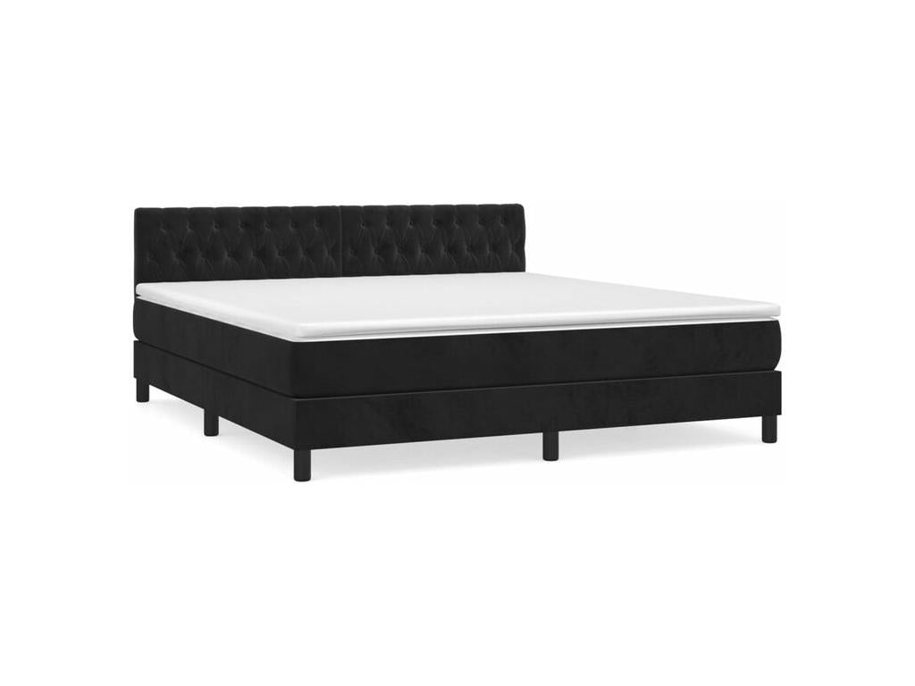 Meublori bed base with black velvet mattress 180x200
