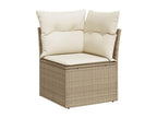 8-piece garden furniture set with cushions, beige woven resin