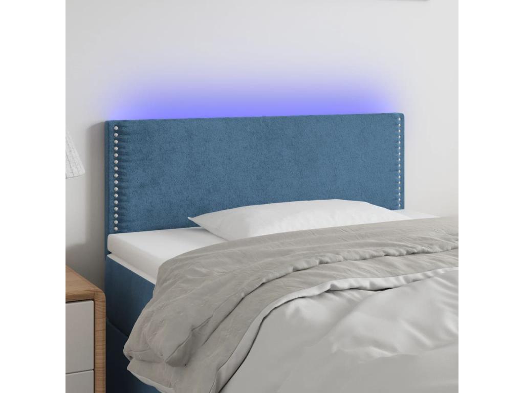 Dark Blue LED Headboard 80x5x78/88 cm Velvet