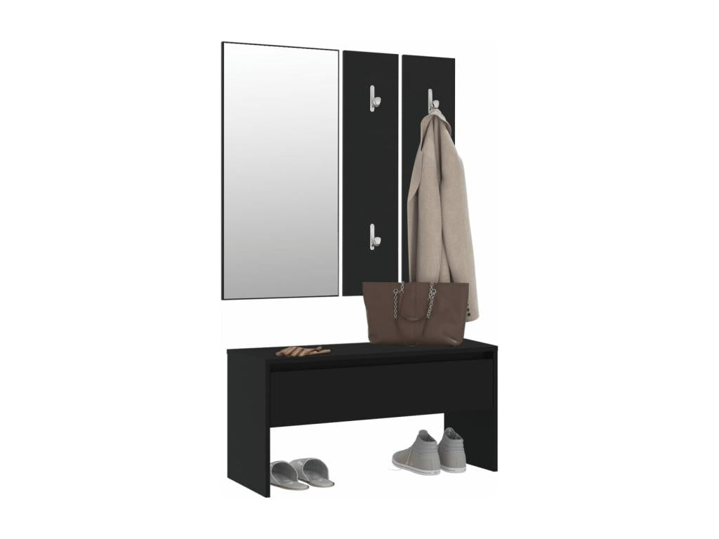 Black engineered wood hallway furniture set