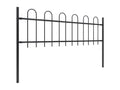 Garden fence with hoop top, steel, 8.5 x 0.6 m, black