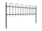 Garden fence with hoop top, steel, 8.5 x 0.6 m, black