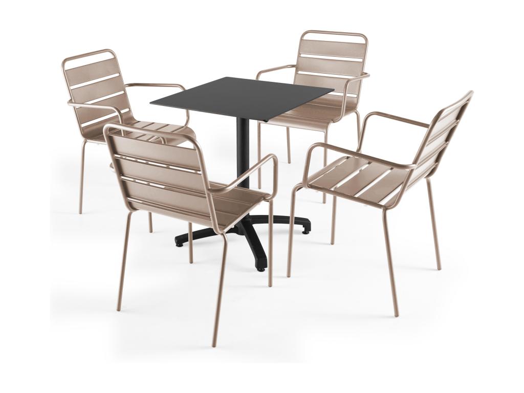 Meublori black laminate patio table and 4 chairs