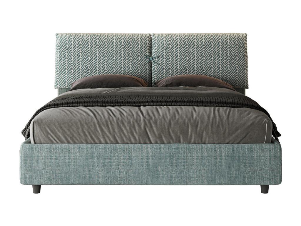 Upholstered bed without slatted base, 160x210 cm, Meublori 7 fabric, light blue.