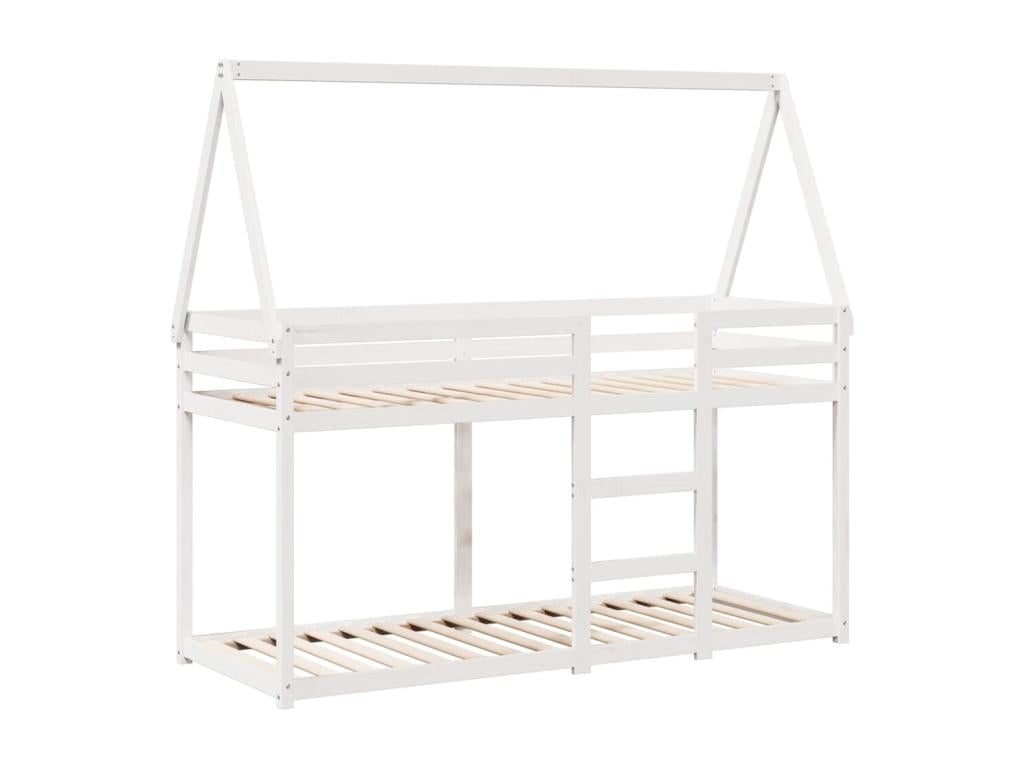 Bunk bed with white roof, 90x200 cm, solid pine wood