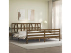 Bed frame with headboard, honey brown, 200x200cm, solid wood