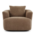 360° Swivel Chair, 38.2 Boucle Accent Chair with Throw Pillow, Upholstered Barrel Sofa Chair with Curved Armrests