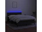Upholstered bed base with mattress and LED lighting, black, 140x200 cm, fabric