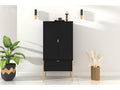 Elegant black Meublori tall sideboard on gold legs / 60 cm