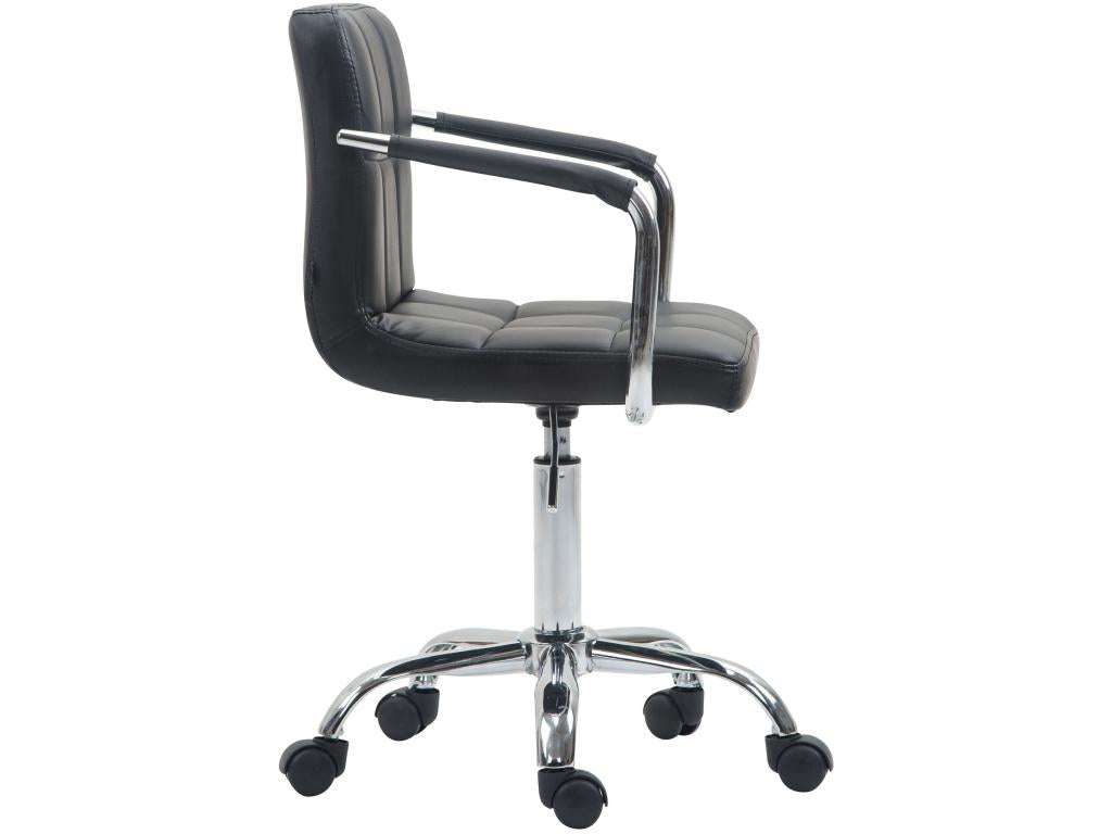 Office chair - Faux leather / Chrome metal - Black - Meublori V2