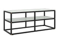 Black TV stand with white marble glass top, 100x40x40 cm