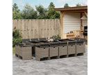15-piece garden dining set with grey resin wicker cushions