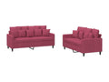 2-piece sofa set with cushions, burgundy velvet