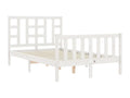 Small double bed frame with white headboard, solid wood