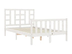 Small double bed frame with white headboard, solid wood