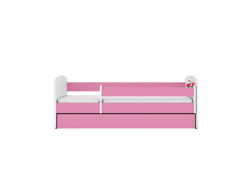 Meublori fire-engine pink bed without drawer with 140/70 mattress