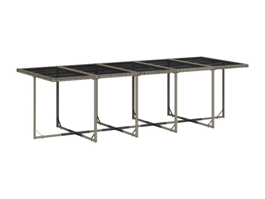 15-piece garden dining set with grey resin wicker cushions