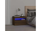 Bedside table with LED lighting, brown oak, 60x35x40 cm