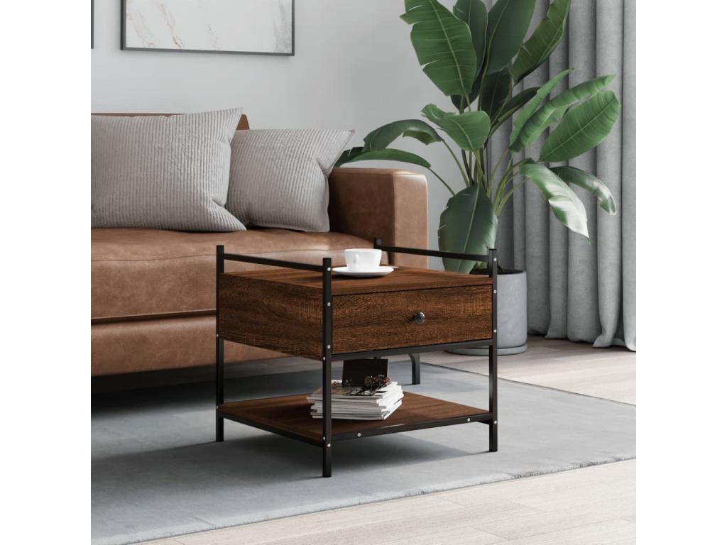 Brown oak coffee table 50x50x50 engineered wood